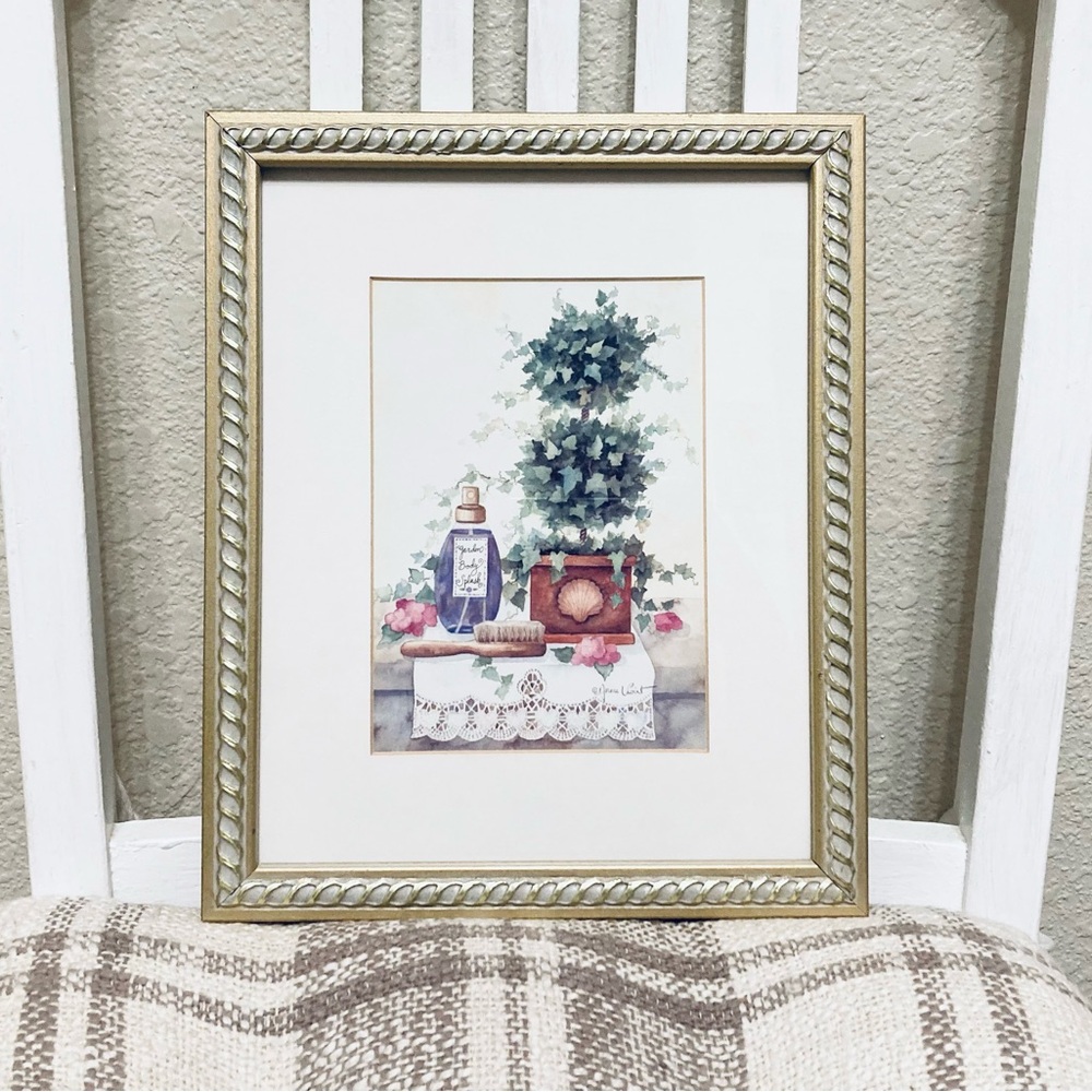 Vintage Annie Lapoint Bathroom Vanity Room Art Print Framed Wall Hanging